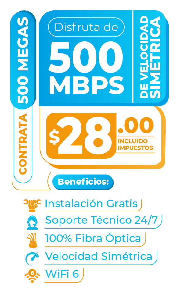 Plan Fibra Óptica 500MEGAS - Servicetel
